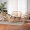 Baxton Studio Jayden Bohemian White Fabric Upholstered and Natural Brown Finished Rattan 5-Piece Living Room Set 205-12693-12694-12695 - alternate 1